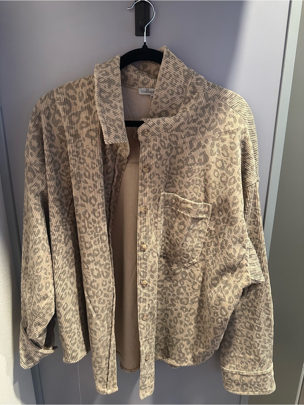 Women's Beige Leopard Print Button-Front Shacket - Wildfox